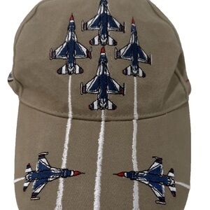 Thunderbirds Khaki Tan Embroidered Military Baseball Hat Flightline America Life